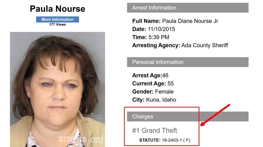 Paula Nourse Mugshot for Grand Theft